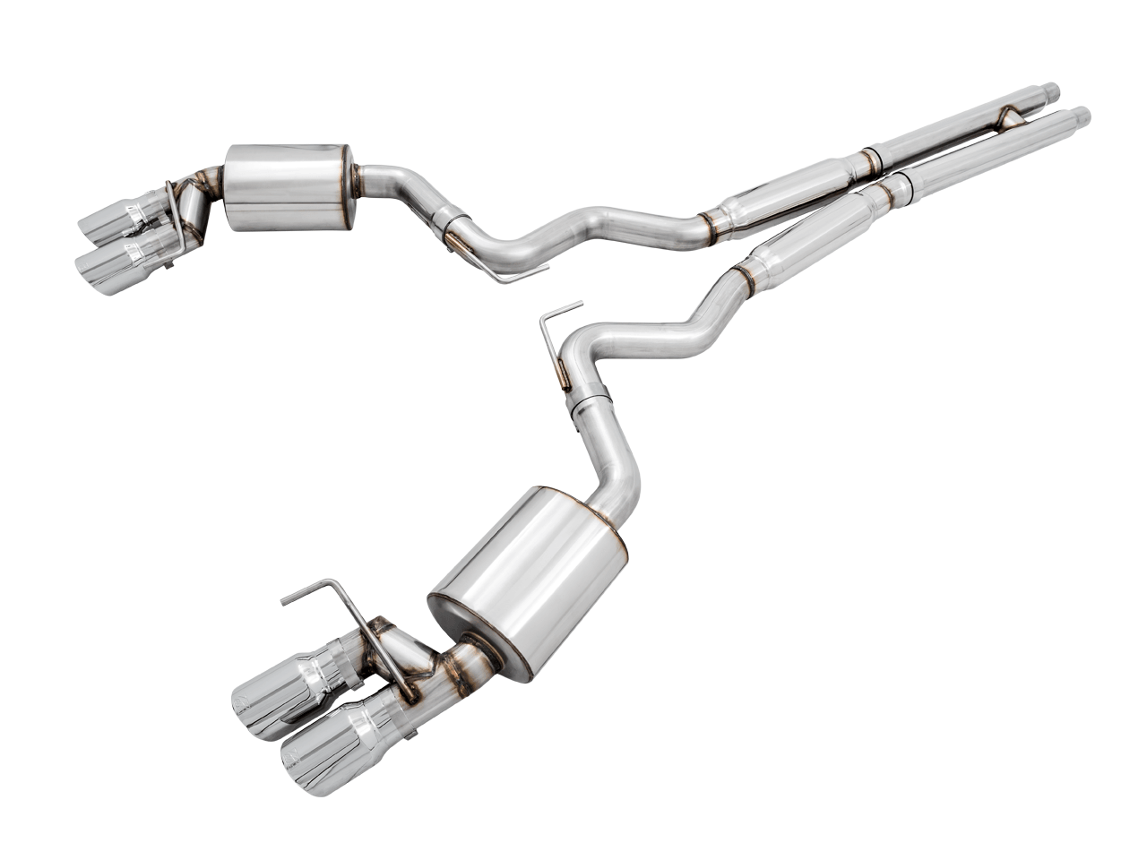 AWE Touring Edition Cat-back Exhaust for the 2018+ Mustang GT - Quad Chrome Silver Tips - Apollo Off-Road