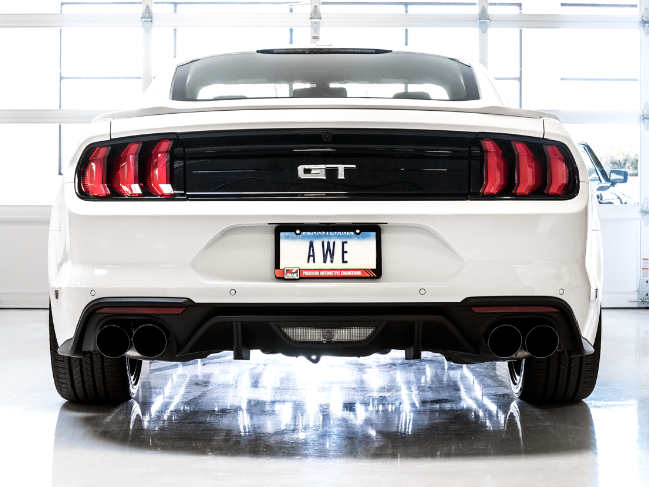AWE Touring Edition Cat-back Exhaust for the 2018+ Mustang GT - Quad Diamond Black Tips - Apollo Off-Road