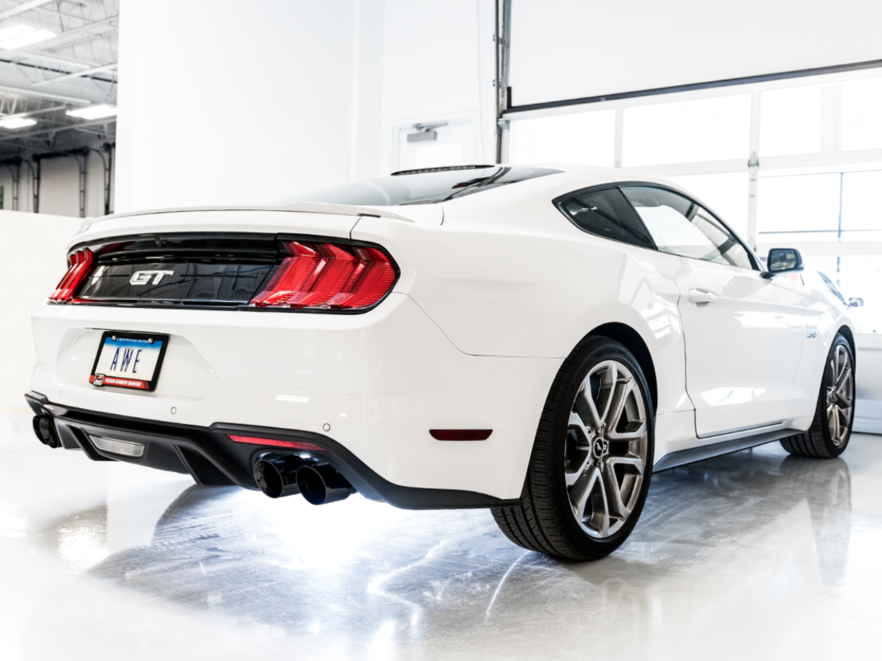 AWE Touring Edition Cat-back Exhaust for the 2018+ Mustang GT - Quad Diamond Black Tips - Apollo Off-Road