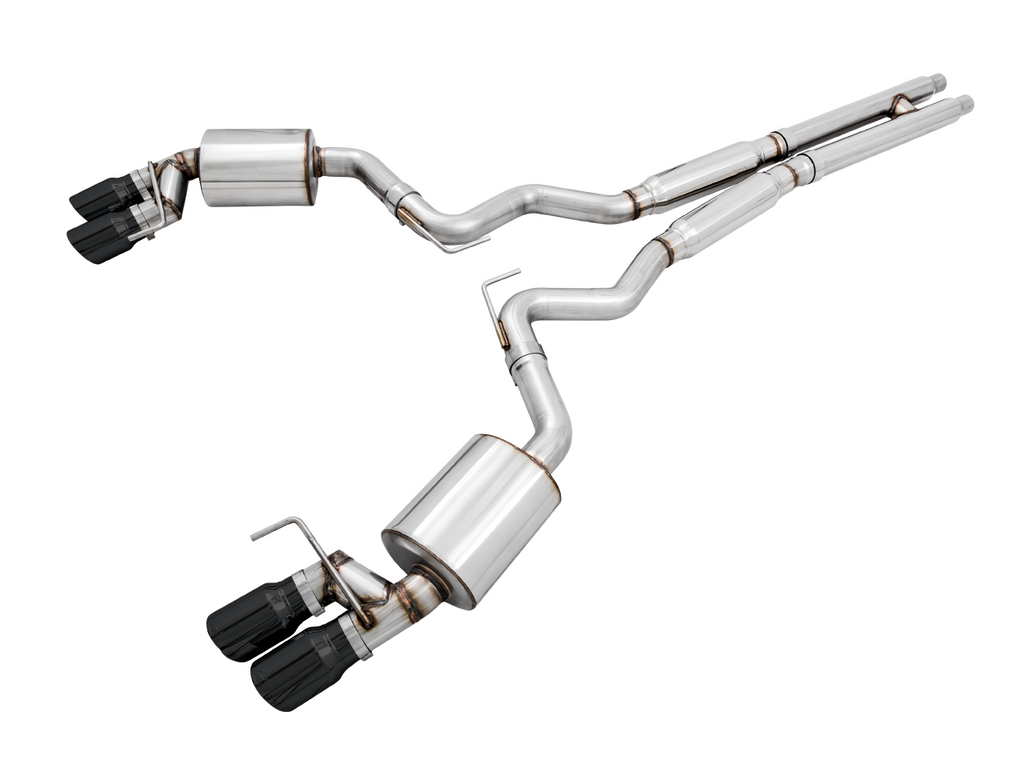 AWE Touring Edition Cat-back Exhaust for the 2018+ Mustang GT - Quad Diamond Black Tips - Apollo Off-Road