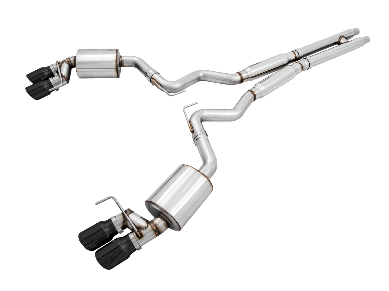 AWE Touring Edition Cat-back Exhaust for the 2018+ Mustang GT - Quad Diamond Black Tips - Apollo Off-Road