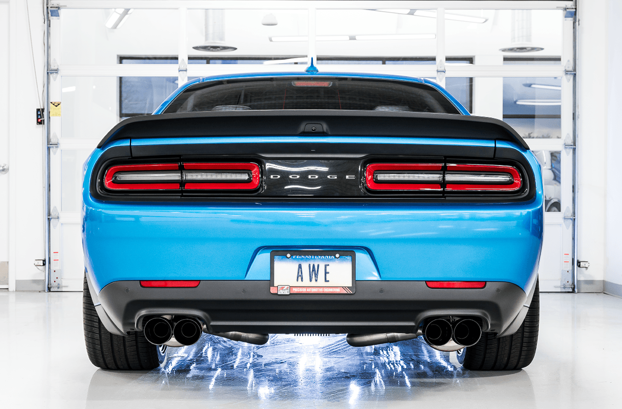 AWE Touring Edition Exhaust for 15+ Challenger 6.4 - 6.2 SC - Non-Resonated - Diamond Black Quad Tips - Apollo Off-Road