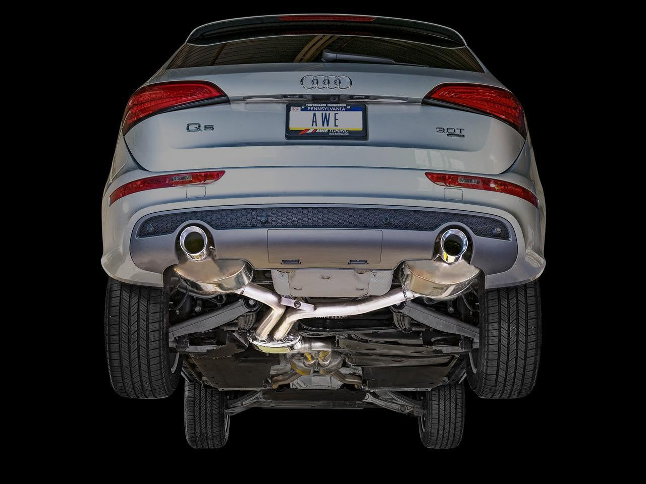AWE Touring Edition Exhaust for 8R Q5 3.0T Dual Outlet, Chrome Silver Tips - Apollo Off-Road