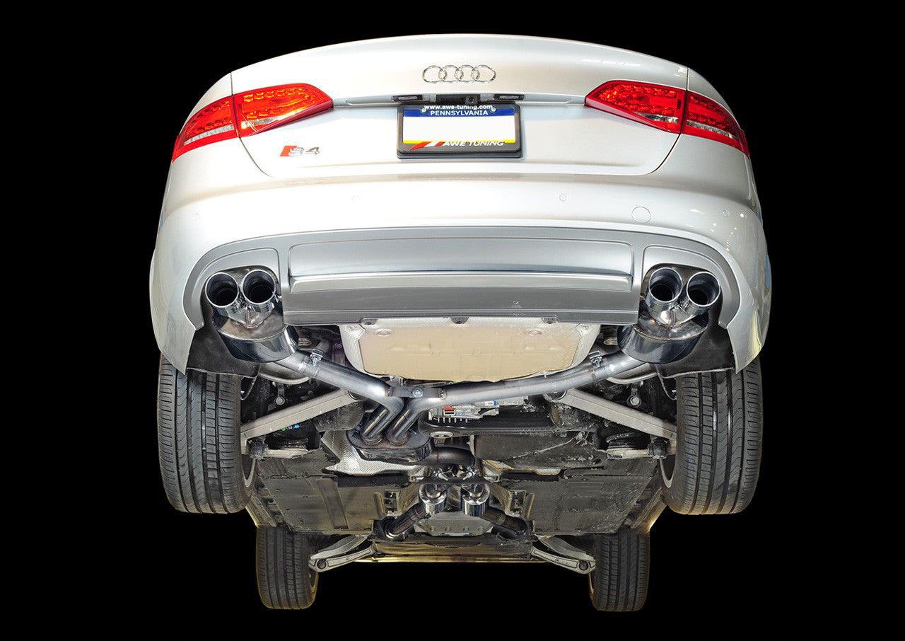 AWE Touring Edition Exhaust for Audi B8 S4 3.0T - Chrome Silver Tips (90mm) - Apollo Off-Road