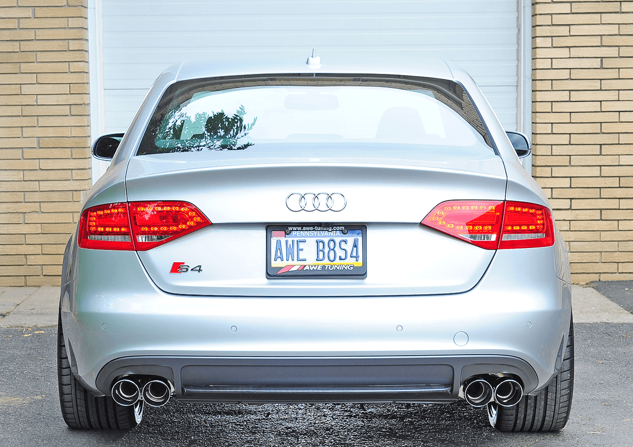 AWE Touring Edition Exhaust for Audi B8 S4 3.0T - Chrome Silver Tips (90mm) - Apollo Off-Road
