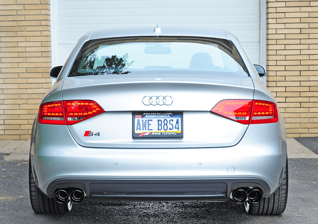 AWE Touring Edition Exhaust for Audi B8 S4 3.0T - Diamond Black Tips (90mm) - Apollo Off-Road