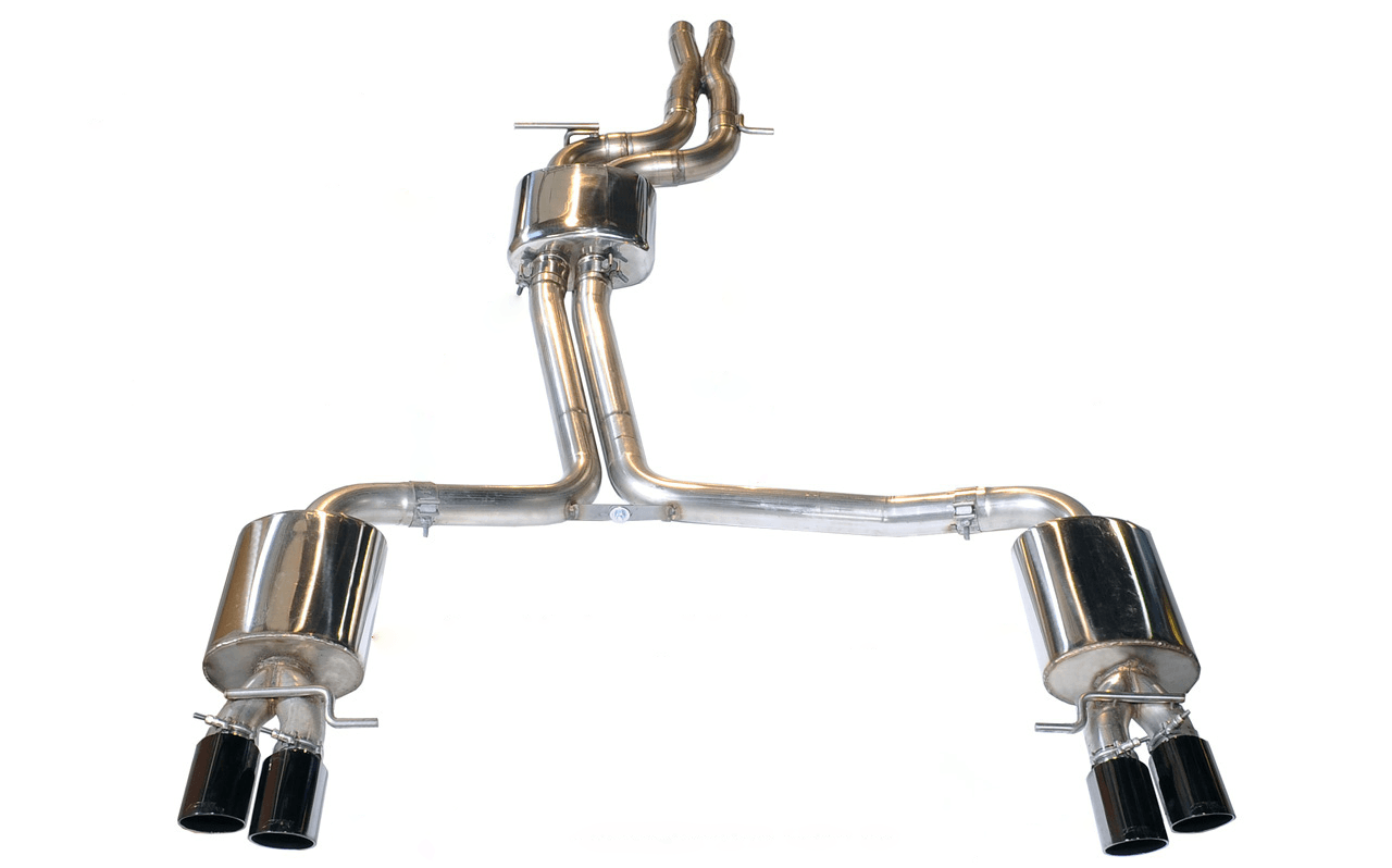 AWE Touring Edition Exhaust for Audi B8 S4 3.0T - Diamond Black Tips (90mm) - Apollo Off-Road