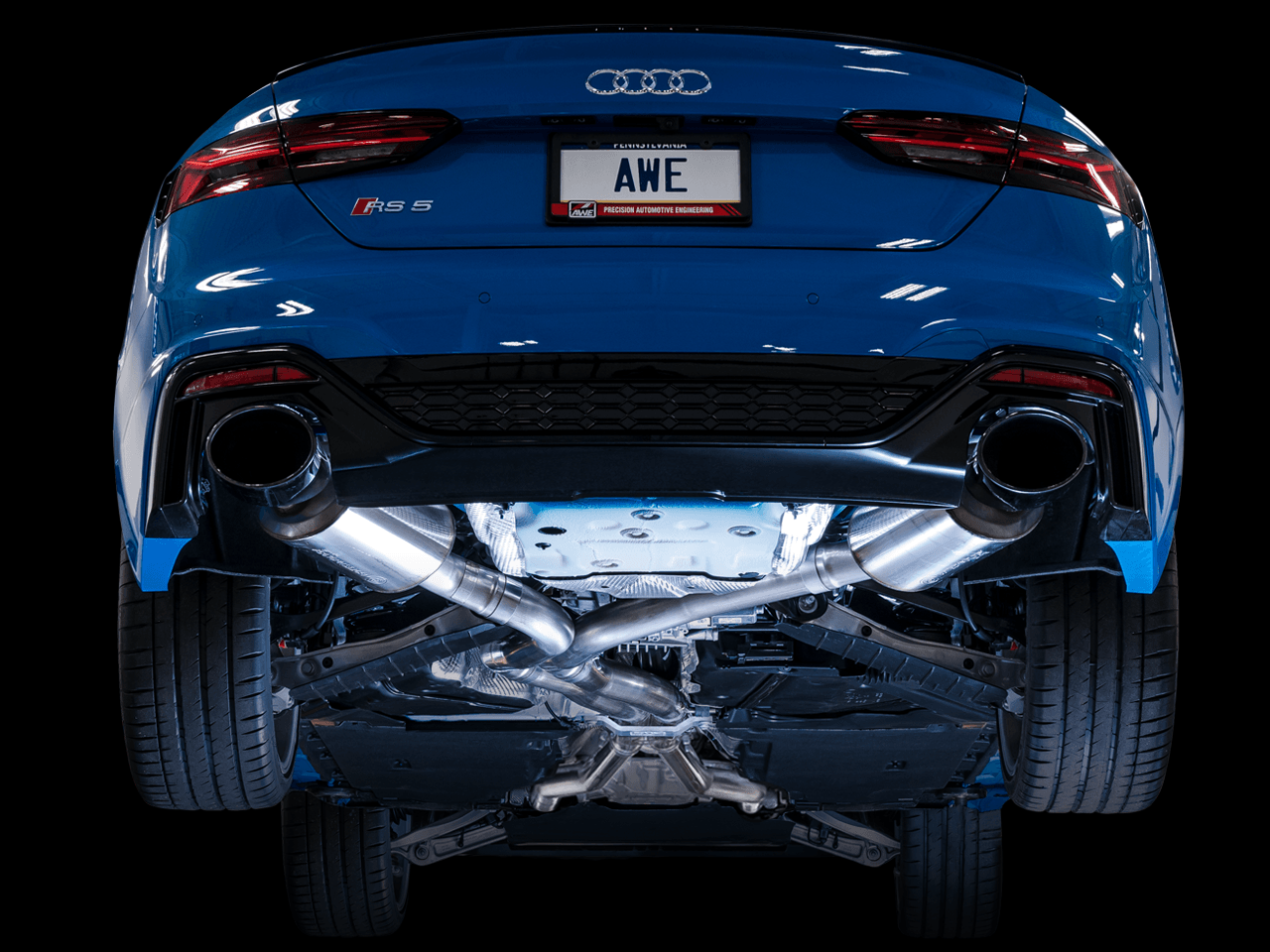 AWE Touring Edition Exhaust for Audi B9.5 RS 5 Coupe - Diamond Black RS-style Tips - Apollo Off-Road