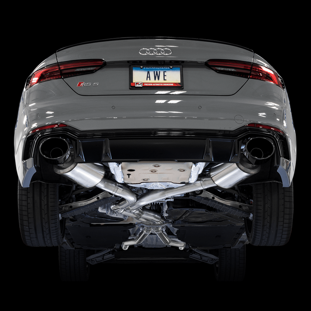AWE Touring Edition Exhaust for Audi B9 RS 5 Coupe - Non-Resonated - Diamond Black RS-style Tips - Apollo Off-Road