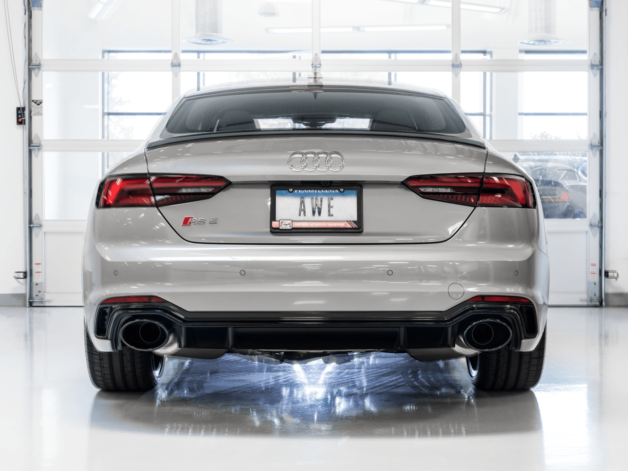 AWE Touring Edition Exhaust for Audi B9 RS 5 Sportback - Resonated for Performance Catalysts - Diamond Black RS-style Tips - Apollo Off-Road