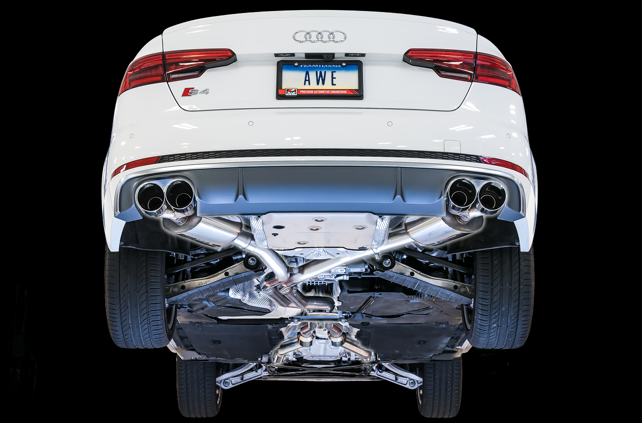 AWE Touring Edition Exhaust for Audi B9 S4 - Chrome Silver 102mm Tips - Apollo Off-Road
