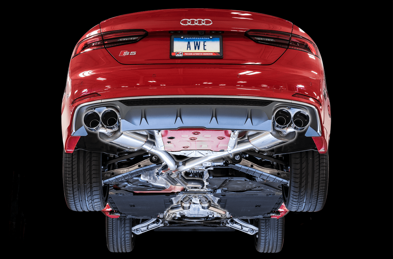 AWE Touring Edition Exhaust for Audi B9 S5 Coupe - Diamond Black 102mm Tips - Apollo Off-Road