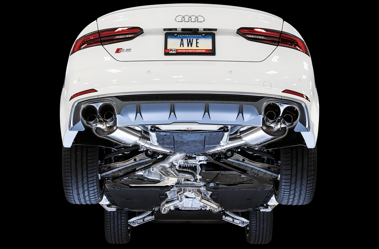 AWE Touring Edition Exhaust for Audi B9 S5 Sportback - Non-Resonated - Diamond Black 102mm Tips - Apollo Off-Road