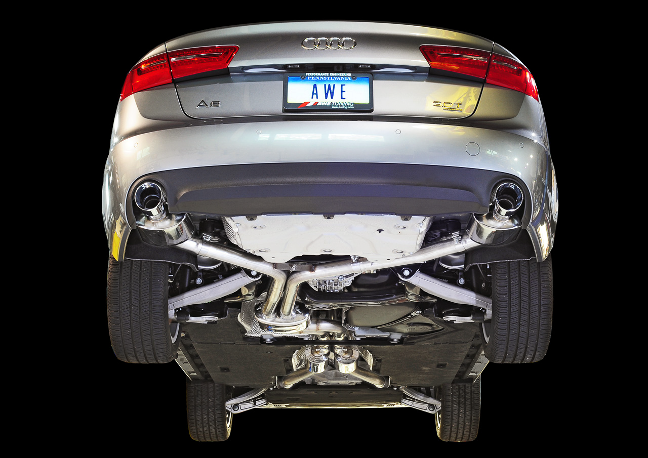 AWE Touring Edition Exhaust for Audi C7 A6 3.0T - Dual Outlet, Chrome Silver Tips - Apollo Off-Road