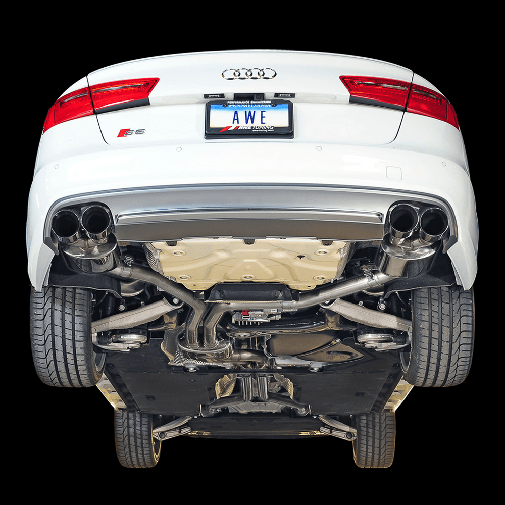 AWE Touring Edition Exhaust for Audi C7 S6 4.0T - Diamond Black Tips - Apollo Off-Road