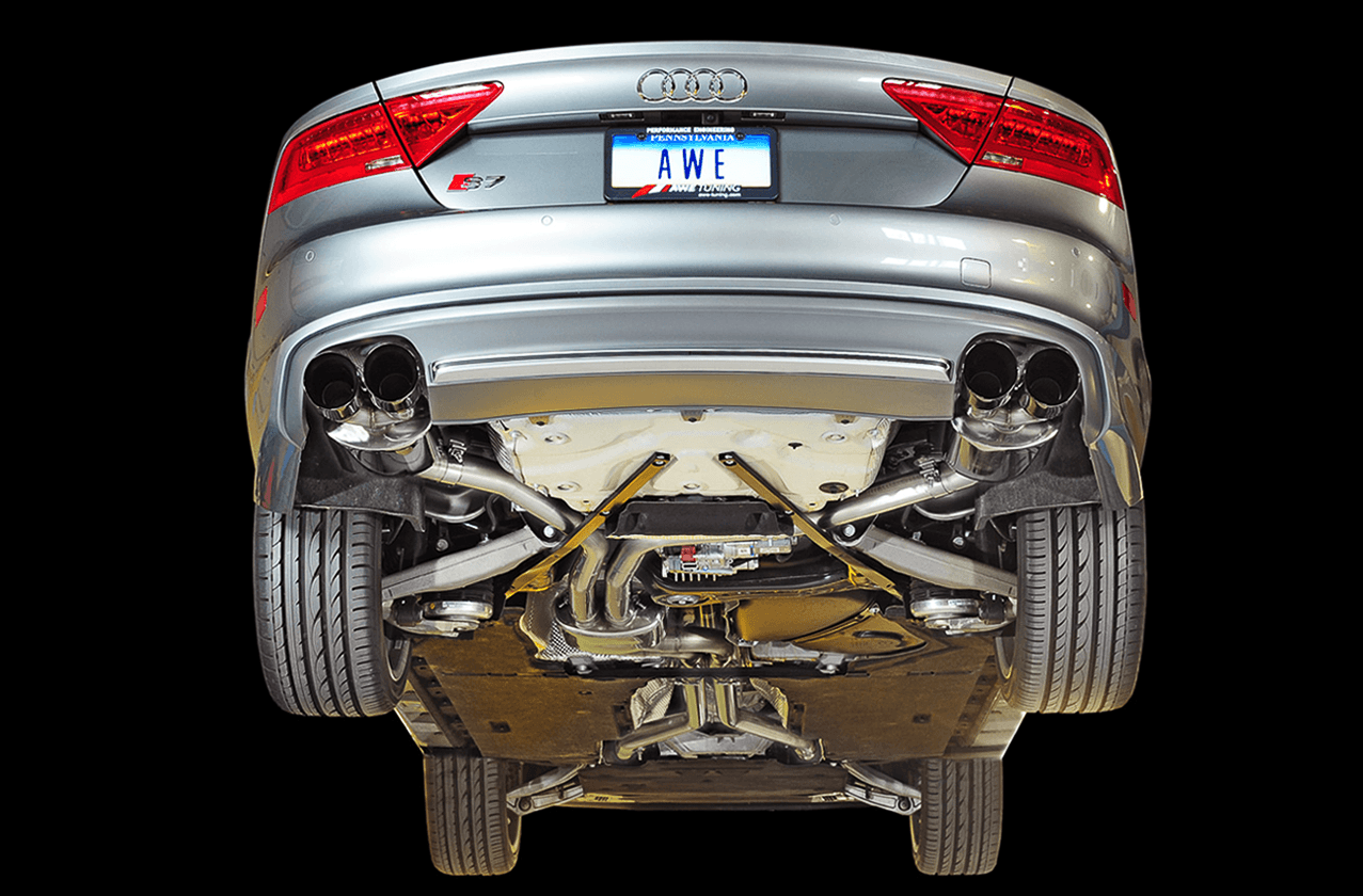 AWE Touring Edition Exhaust for Audi C7 S7 4.0T - Diamond Black Tips - Apollo Off-Road