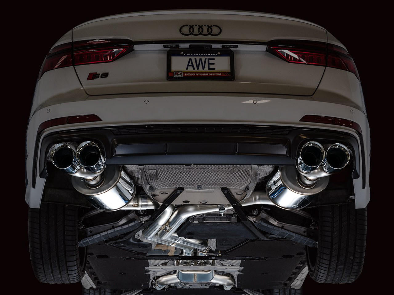 AWE Touring Edition Exhaust for Audi C8 S6-S7 - Chrome Silver Tips - Apollo Off-Road