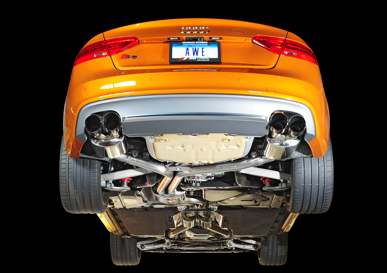AWE Touring Edition Exhaust for Audi S5 3.0T - Diamond Black Tips (90mm) - Apollo Off-Road