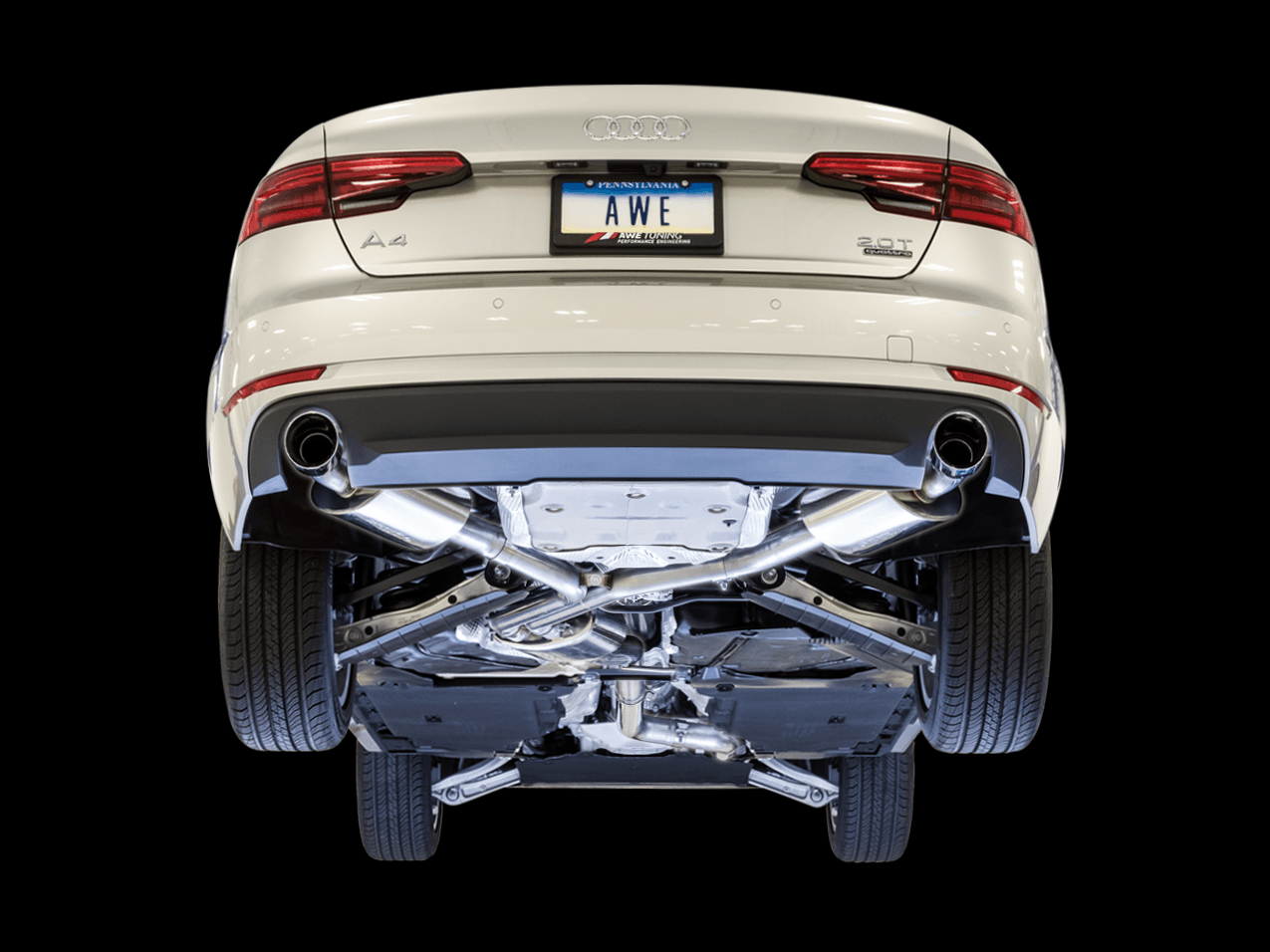 AWE Touring Edition Exhaust for B9 A4, Dual Outlet - Chrome Silver Tips (includes DP) - Apollo Off-Road