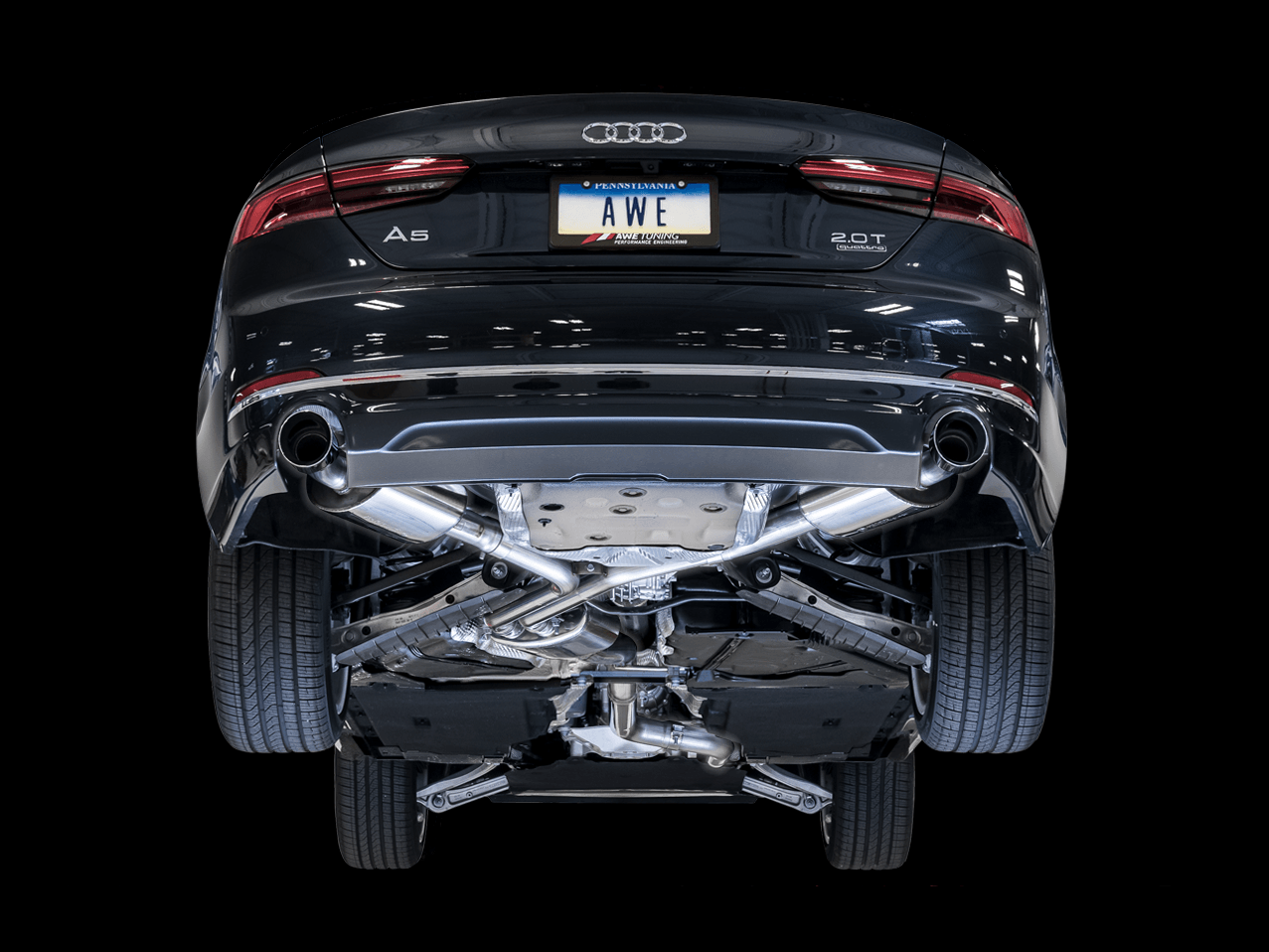 AWE Touring Edition Exhaust for B9 A5, Dual Outlet - Chrome Silver Tips (includes DP) - Apollo Off-Road