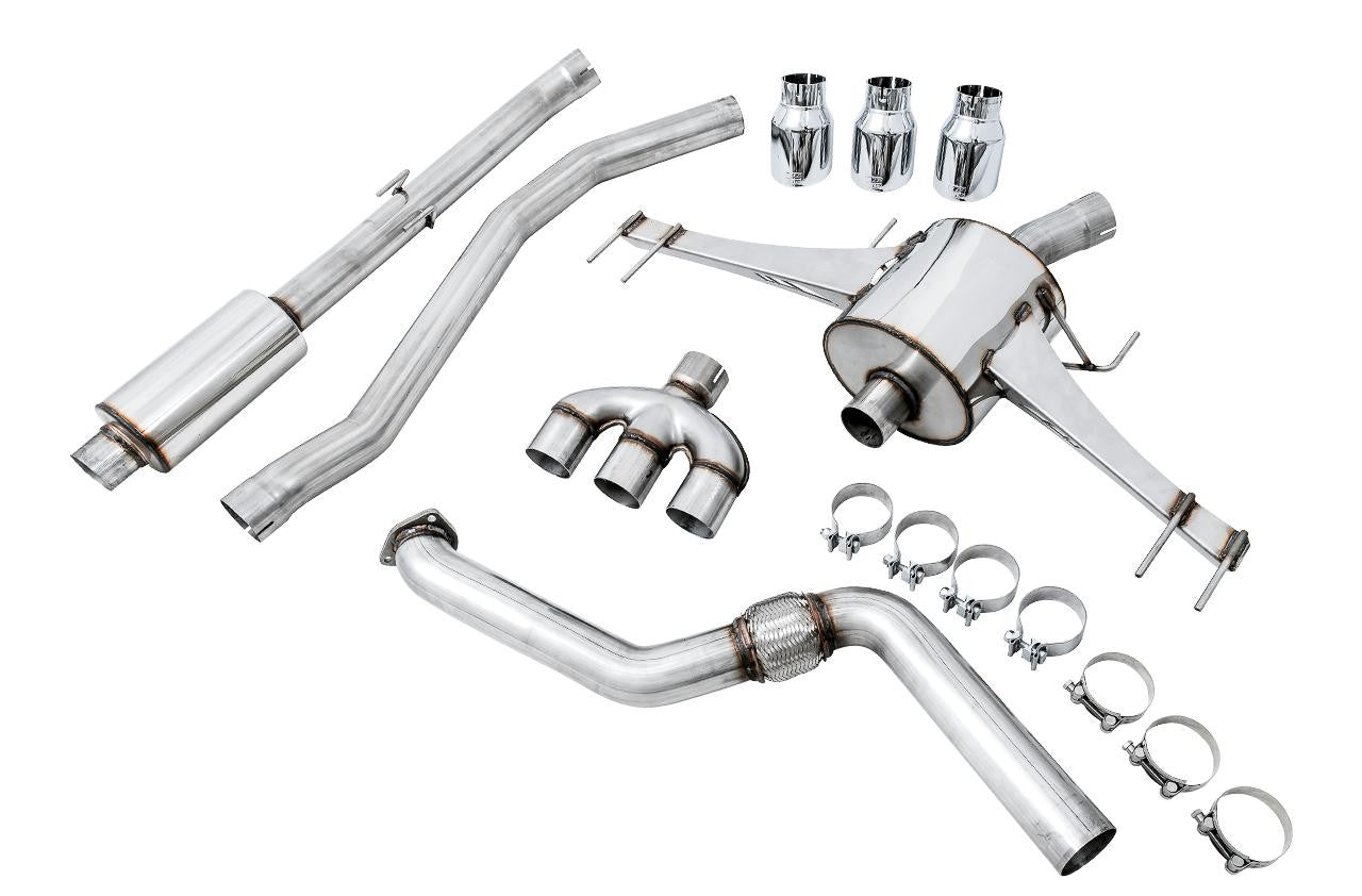 AWE Touring Edition Exhaust for FK8 Civic Type R (Includes Front Pipe and DualPhase Mid Pipe) - Triple Chrome Silver Tips - Apollo Off-Road