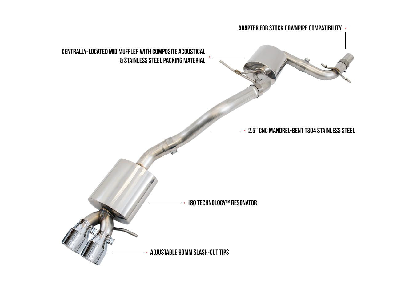AWE Touring Edition Exhaust for MK5 Jetta 2.0T - GLI - Chrome Silver Tips - Apollo Off-Road