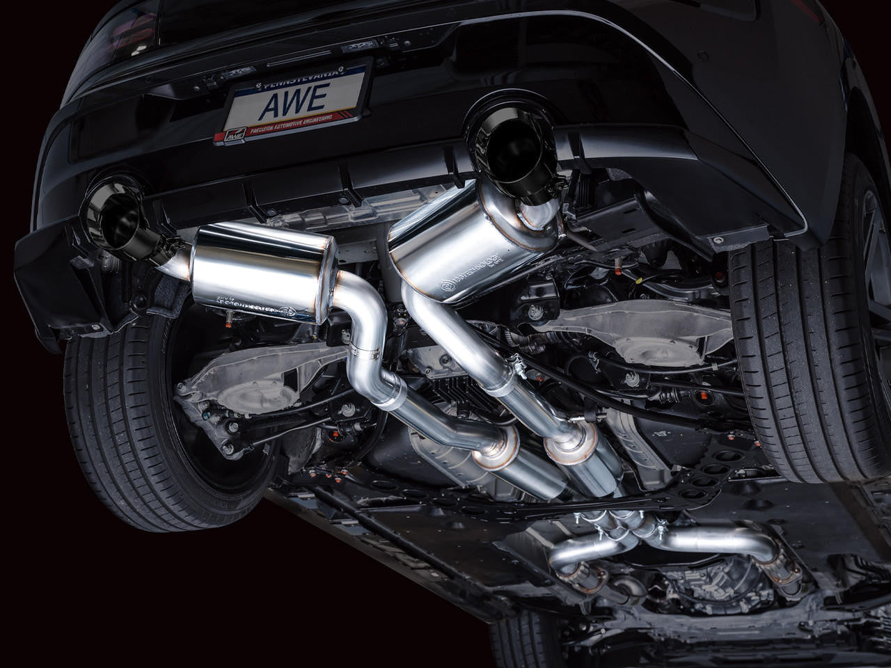 AWE Touring Edition Exhaust for Nissan Z - Diamond Black Tips - Apollo Off-Road