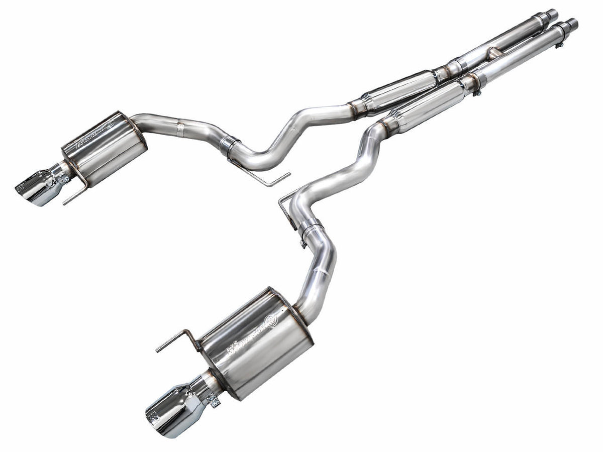 AWE Touring Edition Exhaust for S650 Mustang GT Fastback - Dual Chrome Silver Tips - Apollo Off-Road
