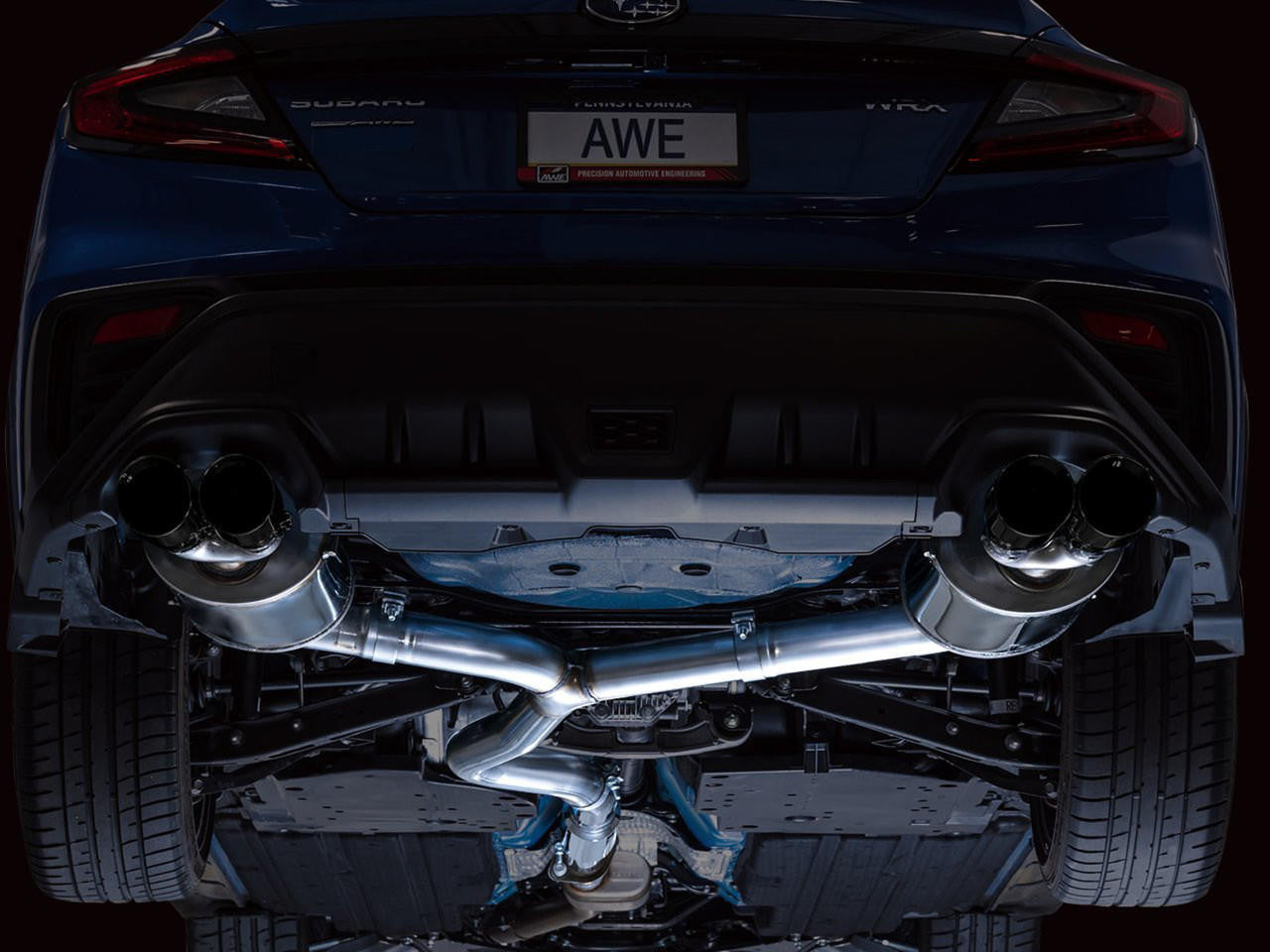 AWE Touring Edition Exhaust for VB Subaru WRX - Diamond Black Tips - Apollo Off-Road