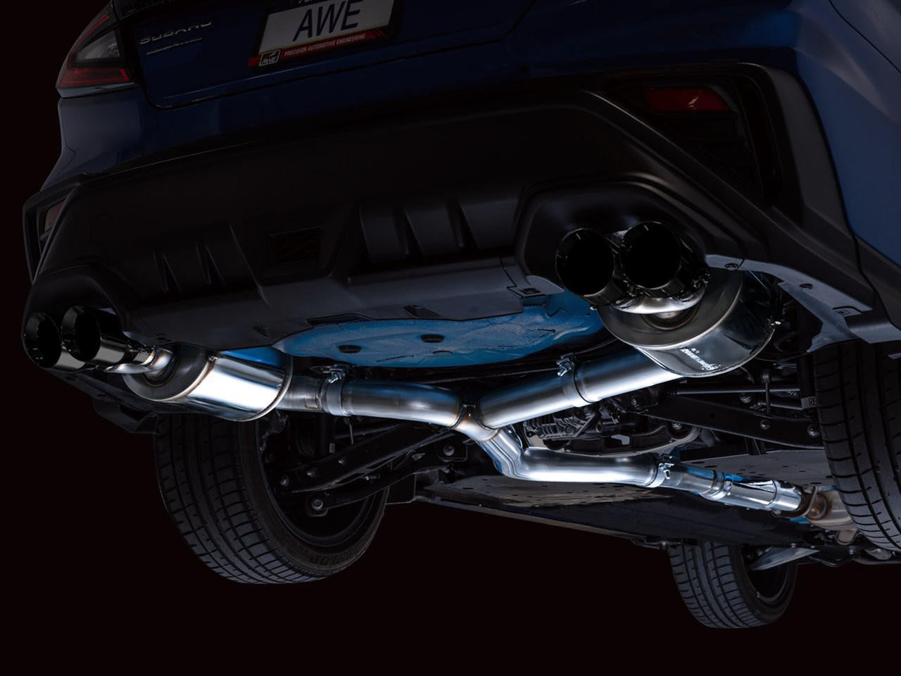 AWE Touring Edition Exhaust for VB Subaru WRX - Diamond Black Tips - Apollo Off-Road