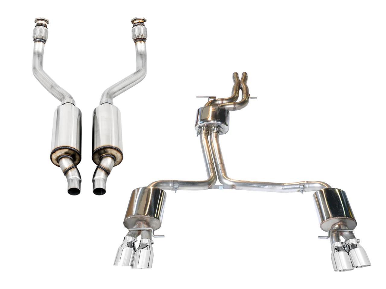 AWE Touring Edition Exhaust System for B8-8.5 S5 Cabrio (Exhaust + Non-Resonated Downpipes) - Chrome Silver Tips - Apollo Off-Road