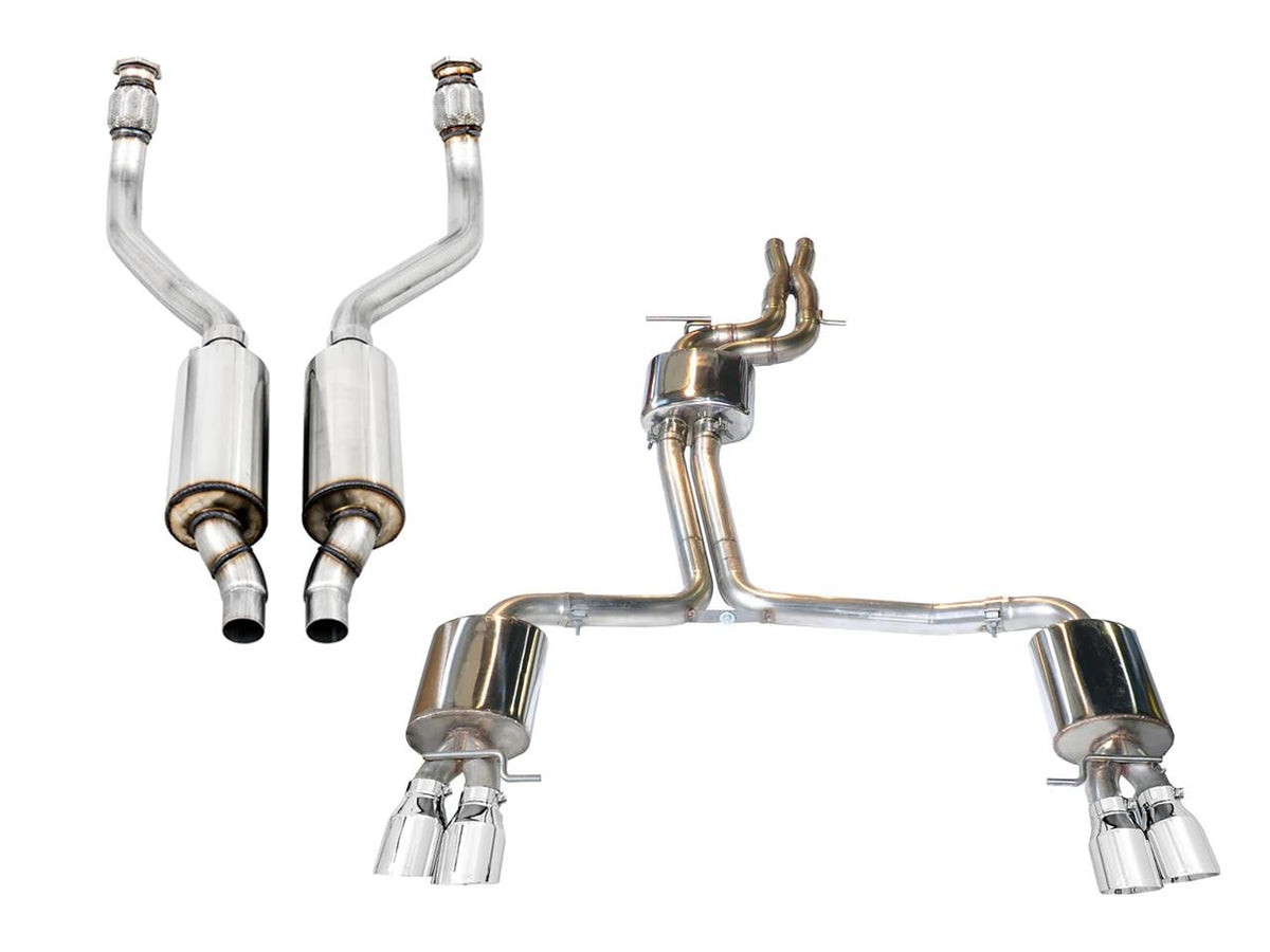 AWE Touring Edition Exhaust System for B8-8.5 S5 Cabrio (Exhaust + Non-Resonated Downpipes) - Chrome Silver Tips - Apollo Off-Road