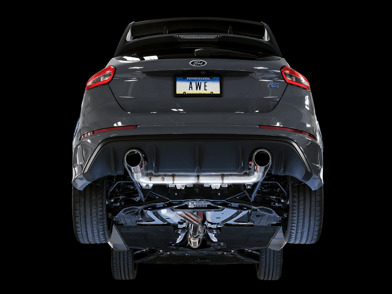 AWE Track Edition Cat-back Exhaust for Ford Focus RS - Chrome Silver Tips - Apollo Off-Road