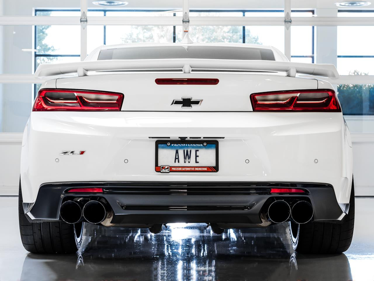 AWE Track Edition Cat-back Exhaust for Gen6 Camaro SS - ZL1 - Resonated - Diamond Black Tips (Quad Outlet) - Apollo Off-Road
