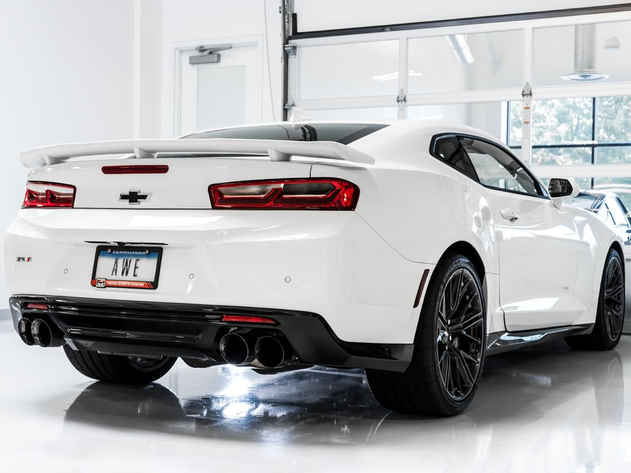 AWE Track Edition Cat-back Exhaust for Gen6 Camaro SS - ZL1 - Resonated - Diamond Black Tips (Quad Outlet) - Apollo Off-Road