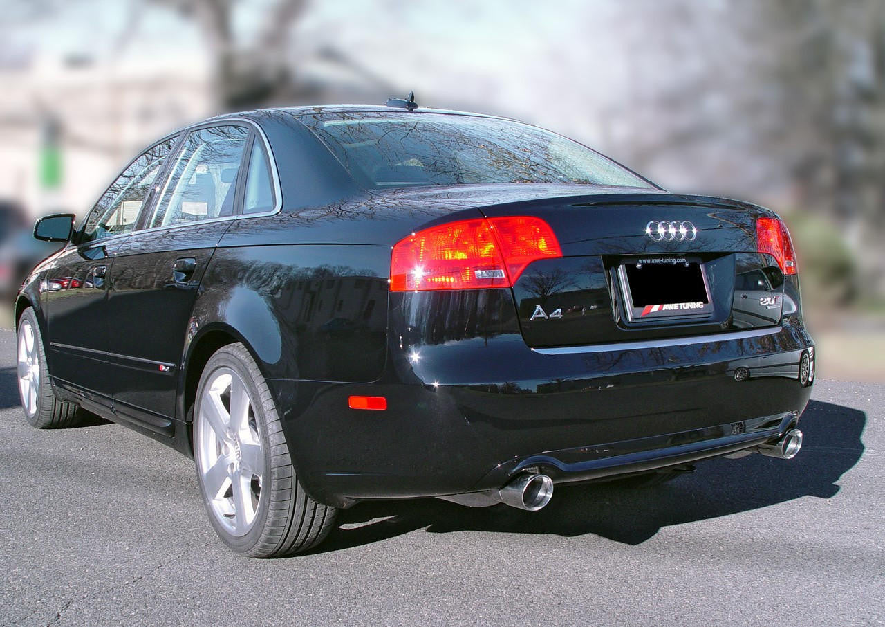 AWE Track Edition Dual Tip Exhaust for Audi B7 A4 3.2L - Diamond Black Tips - Apollo Off-Road