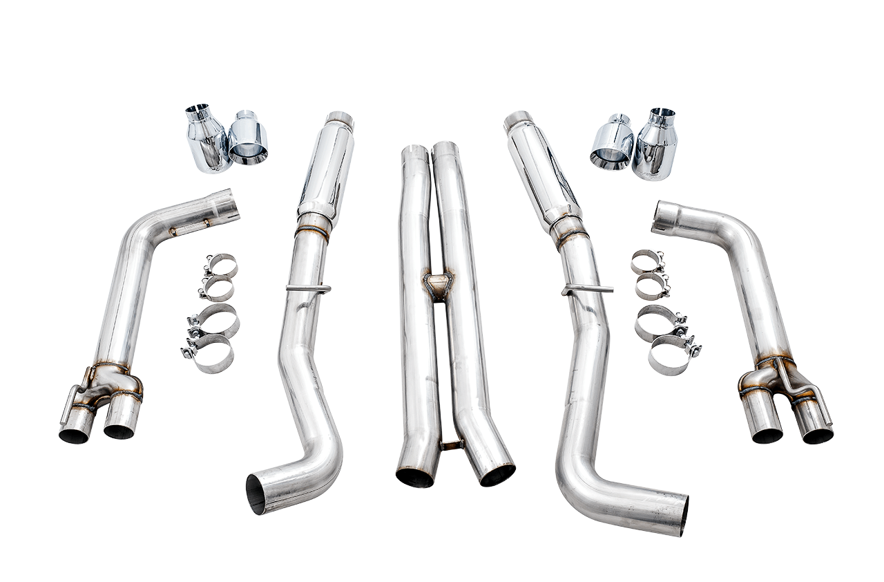 AWE Track Edition Exhaust for 15+ Challenger 6.4 - 6.2 SC - Chrome Silver Quad Tips - Apollo Off-Road