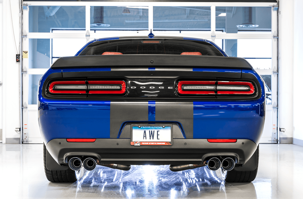 AWE Track Edition Exhaust for 17+ Challenger 5.7 - Chrome Silver Quad Tips - Apollo Off-Road