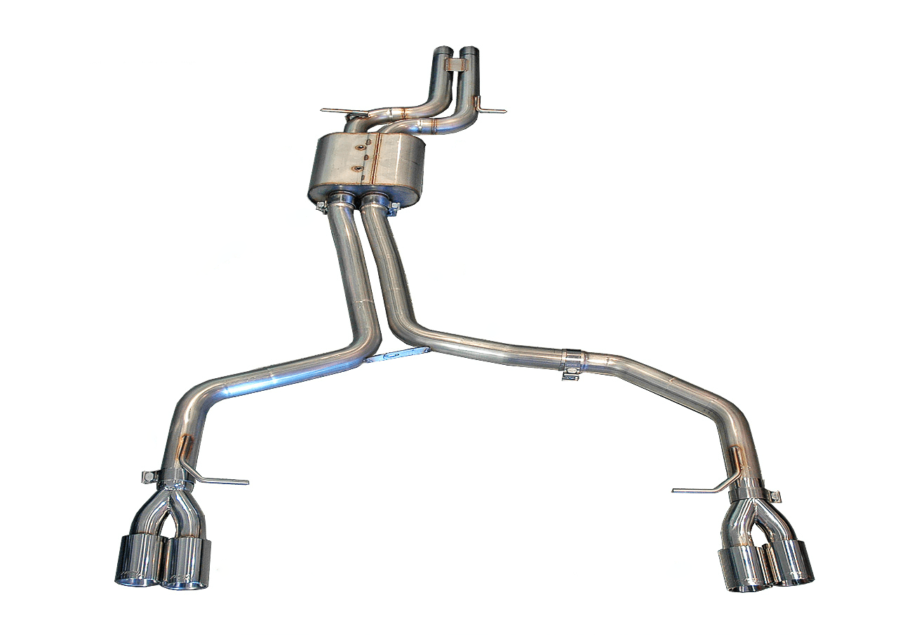 AWE Track Edition Exhaust for Audi B8 S4 3.0T - Chrome Silver Tips (90mm) - Apollo Off-Road