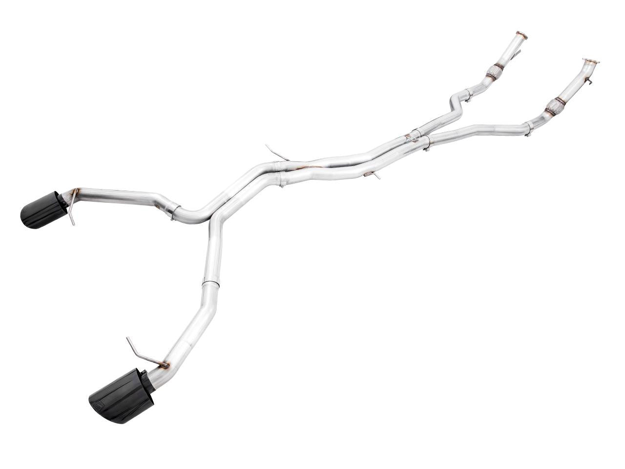 AWE Track Edition Exhaust for Audi B9 RS 5 Sportback - Resonated for Performance Catalysts - Diamond Black RS-style Tips - Apollo Off-Road