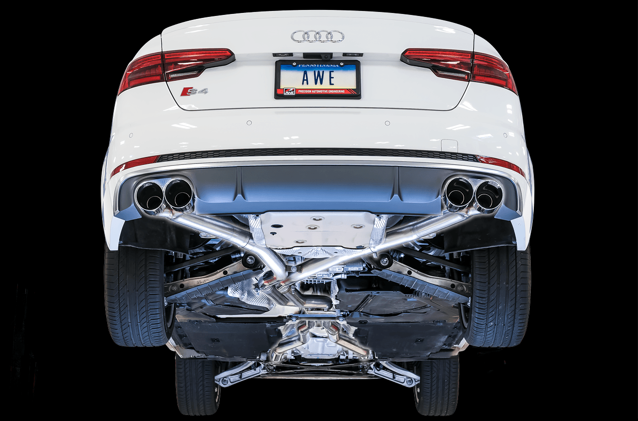 AWE Track Edition Exhaust for Audi B9 S4 - Non-Resonated - Chrome Silver 102mm Tips - Apollo Off-Road