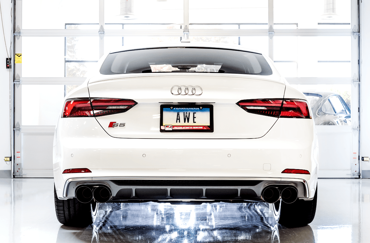 AWE Track Edition Exhaust for Audi B9 S4 - Non-Resonated - Diamond Black 102mm Tips - Apollo Off-Road