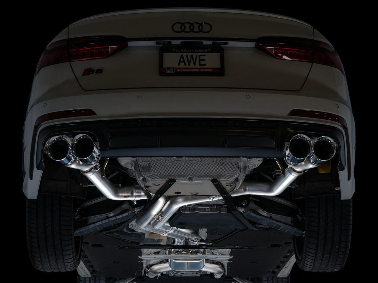 AWE Track Edition Exhaust for Audi C8 S6-S7 - Chrome Silver Tips - Apollo Off-Road