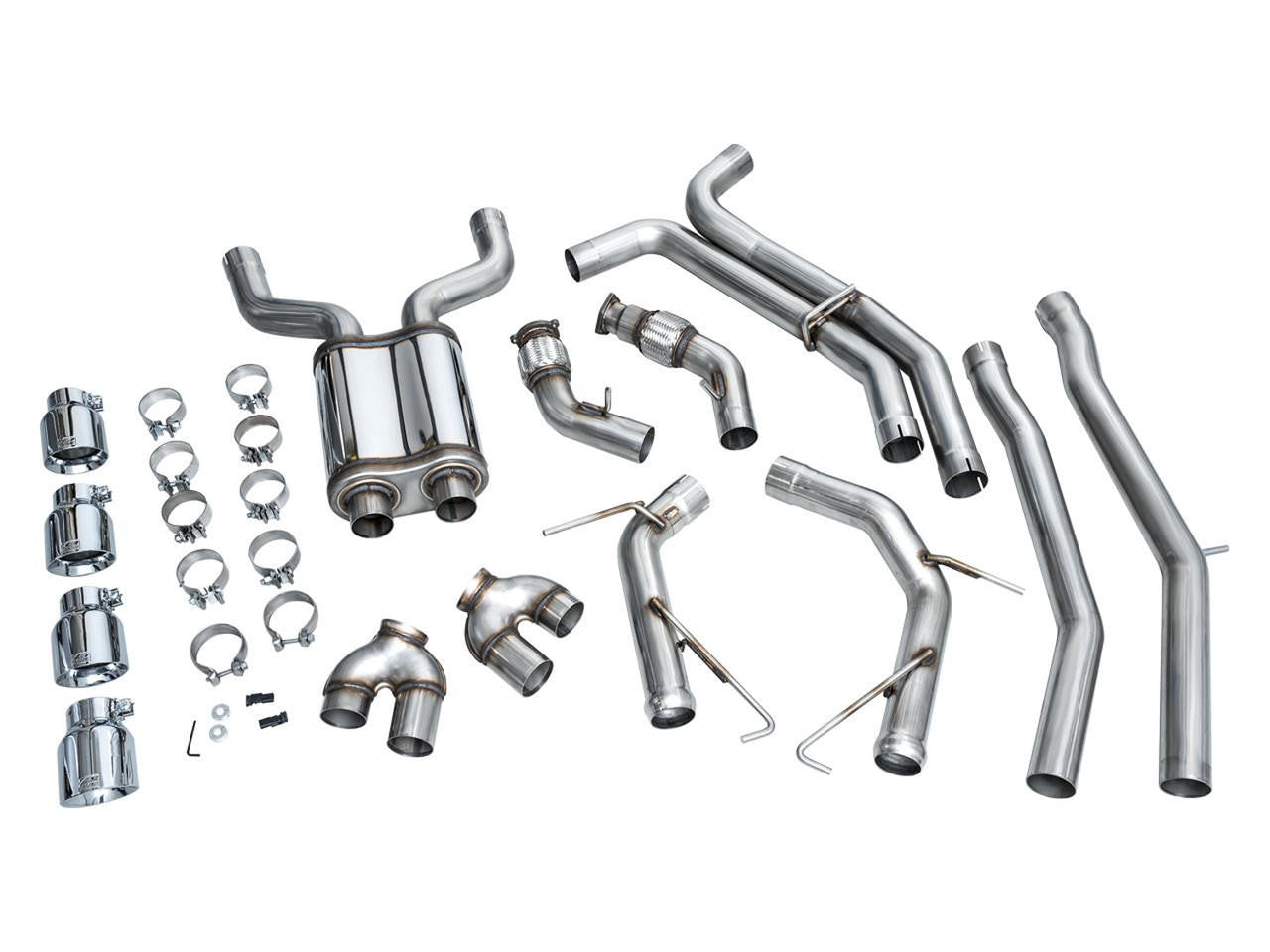 AWE Track Edition Exhaust for Audi C8 S6-S7 - Chrome Silver Tips - Apollo Off-Road