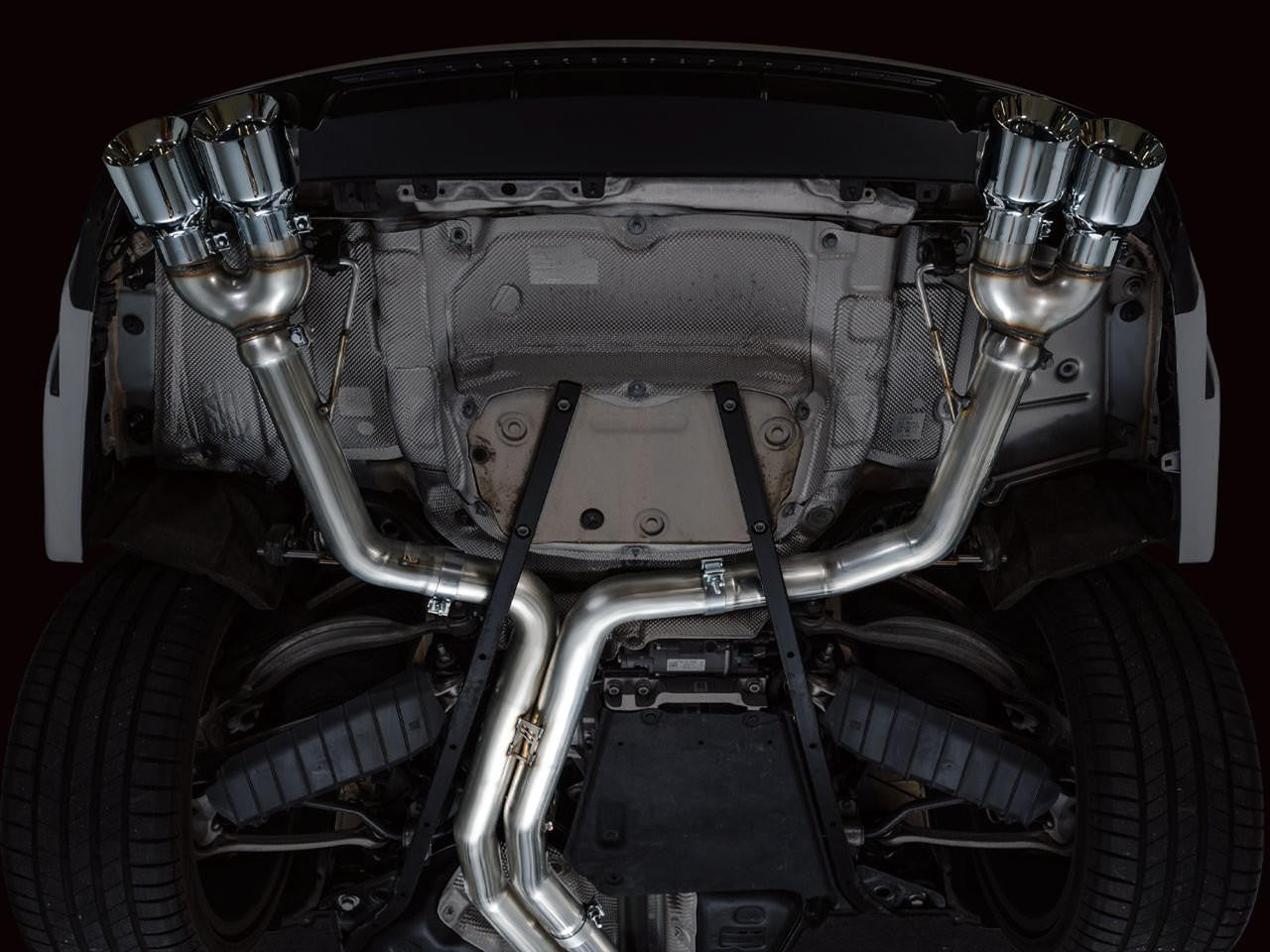 AWE Track Edition Exhaust for Audi C8 S6-S7 - Chrome Silver Tips - Apollo Off-Road