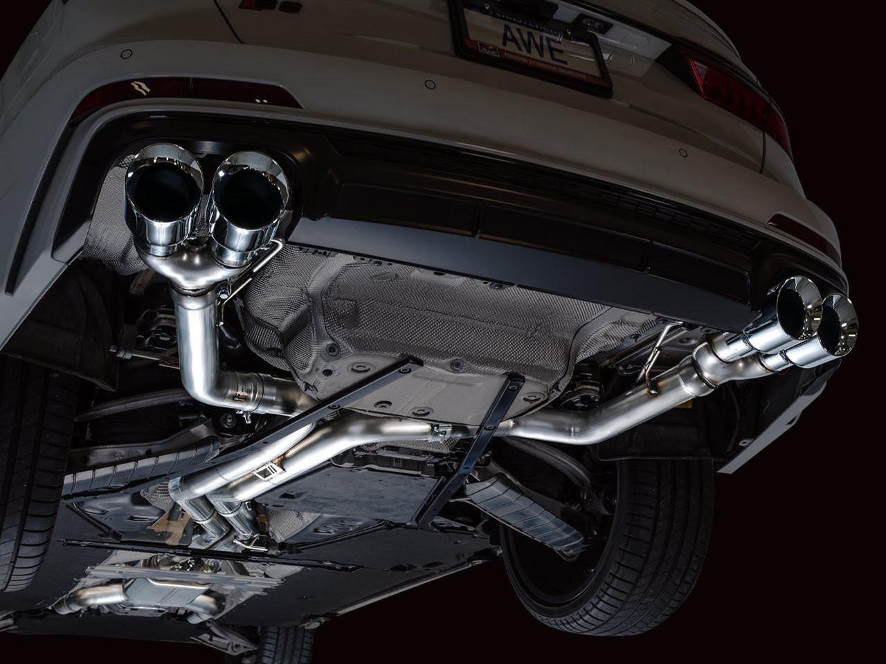 AWE Track Edition Exhaust for Audi C8 S6-S7 - Chrome Silver Tips - Apollo Off-Road