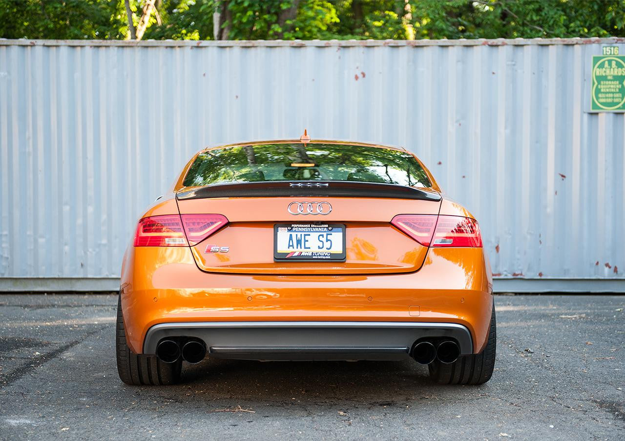 AWE Track Edition Exhaust for Audi S5 3.0T - Diamond Black Tips (90mm) - Apollo Off-Road