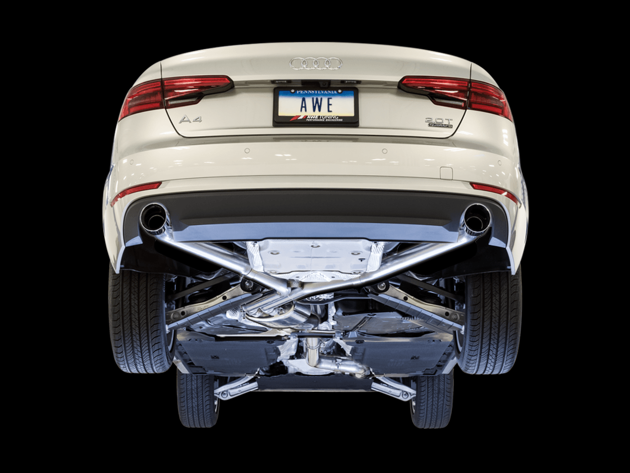 AWE Track Edition Exhaust for B9 A4, Dual Outlet - Chrome Silver Tips (includes DP) - Apollo Off-Road