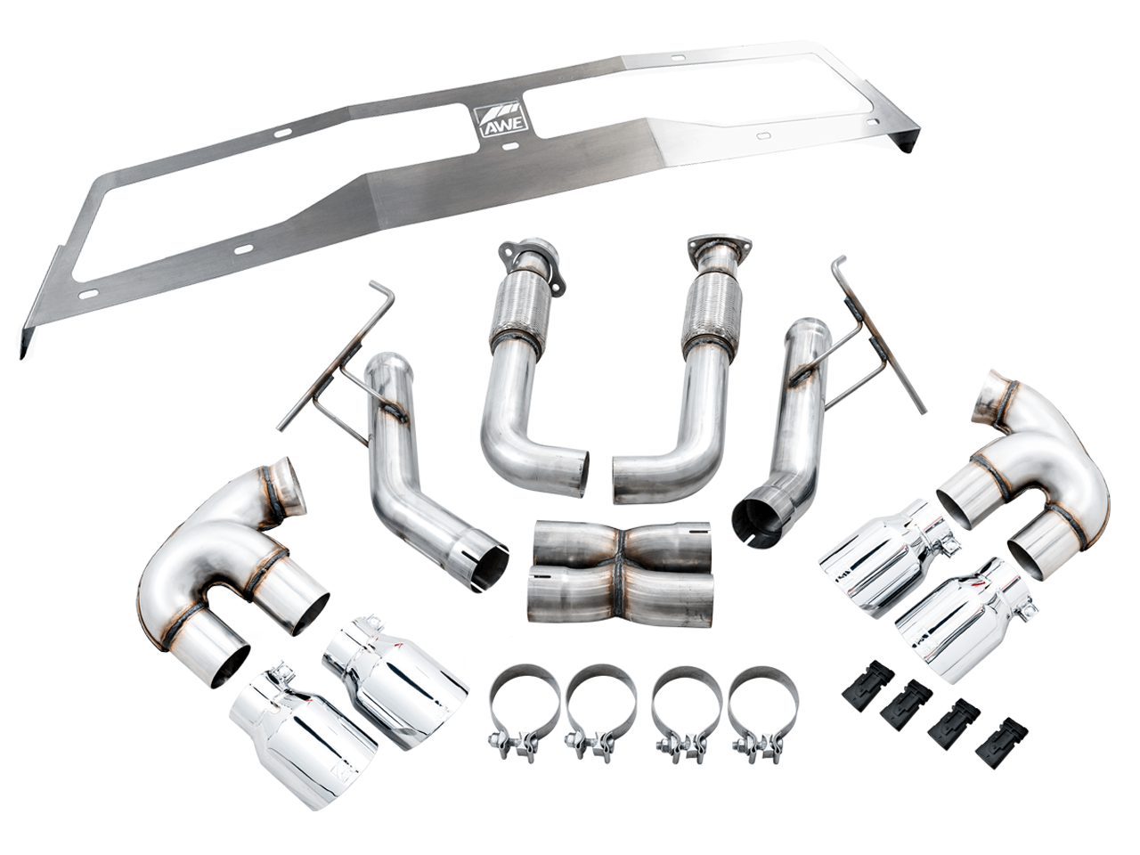 AWE Track Edition Exhaust for C8 Corvette - Chrome Silver Tips - Apollo Off-Road