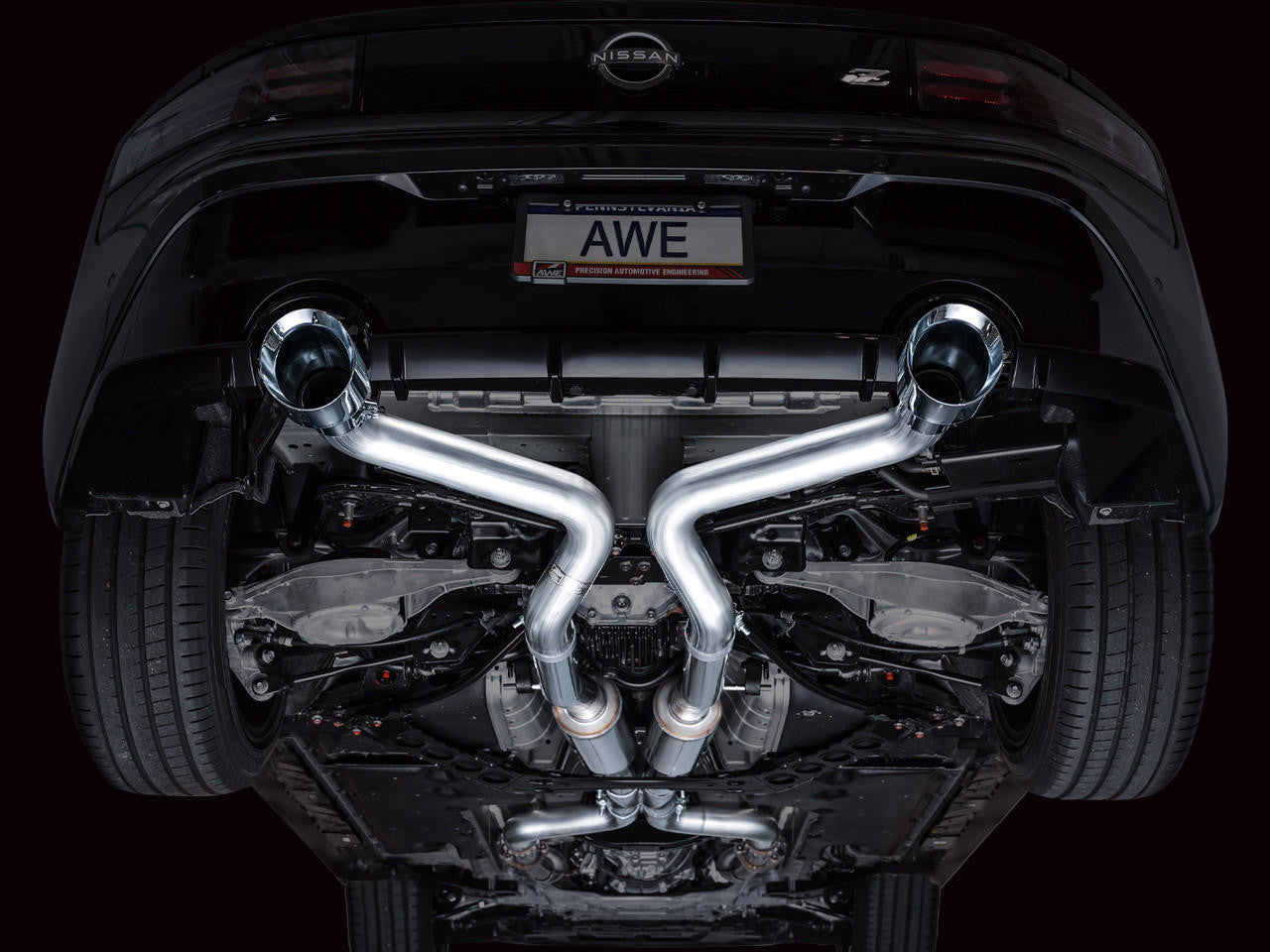AWE Track Edition Exhaust for Nissan Z - Chrome Silver Tips - Apollo Off-Road